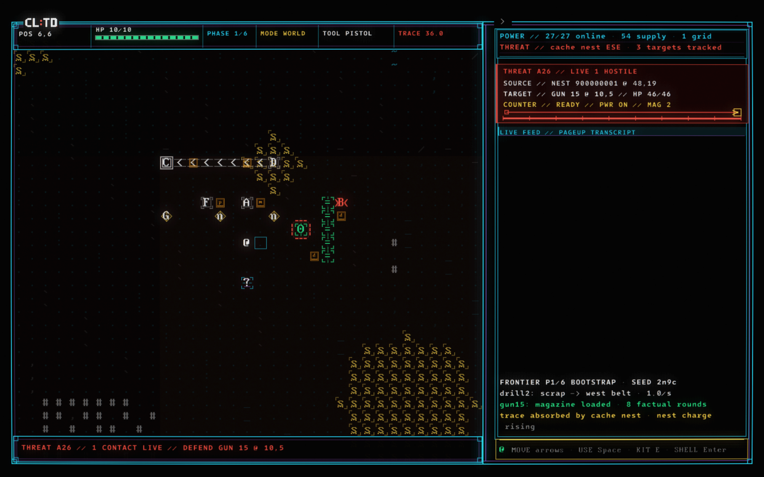 Full game Frontier preview showing a live cache-nest contact.